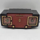 Vintage Zenith R520-R Am Tube Radio Clock Red & Black Mid Century Tested. Fixed Price $229.99.